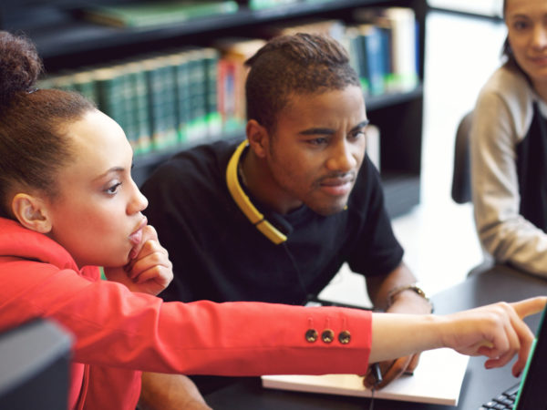 Young people learning about computers