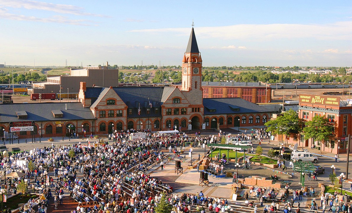 Aerial view of Cheyenne's historic train depot