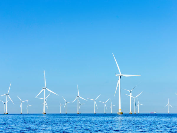 Wind turbines in water near Copenhagen, Denmark