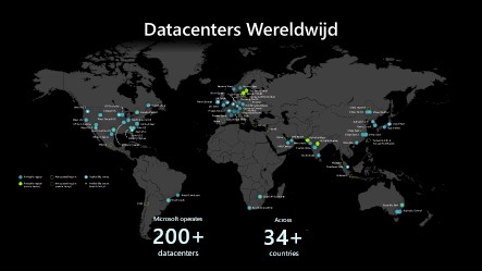 Carte montrant les emplacements des centres de données dans le monde entier