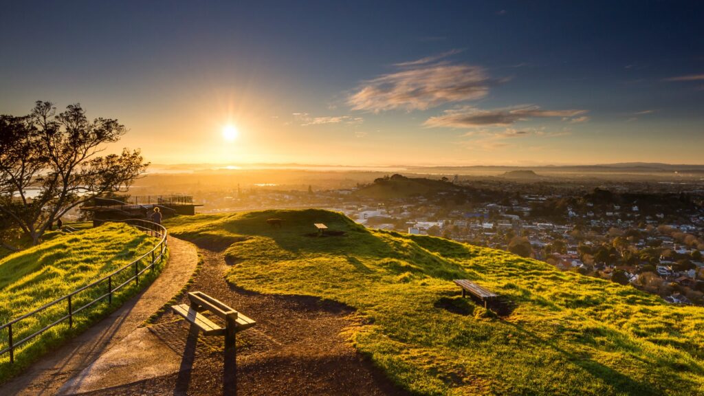 Beautiful sunrise view over a valley