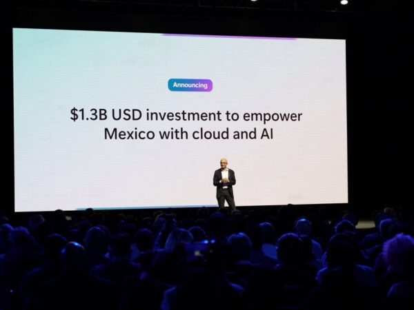 At the Microsoft AI Tour 2024 in Mexico City, Chairman and CEO Satya Nadella gives a keynote address