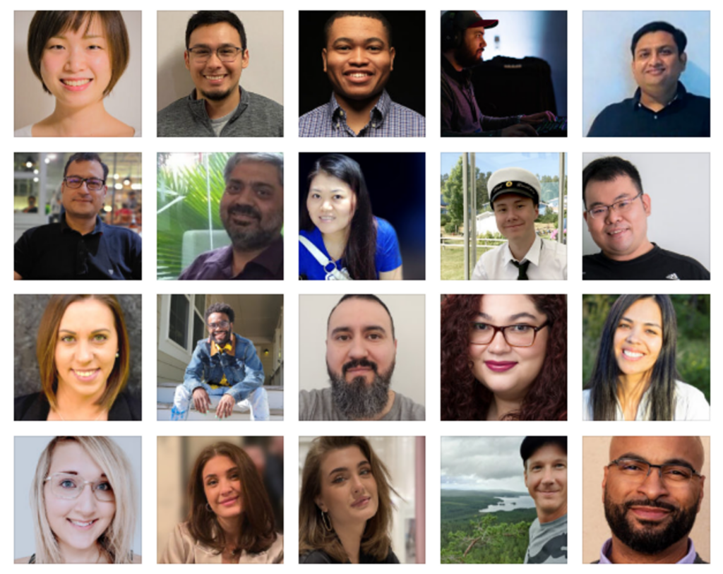 datakeskuksen työntekijöiden kollaasi