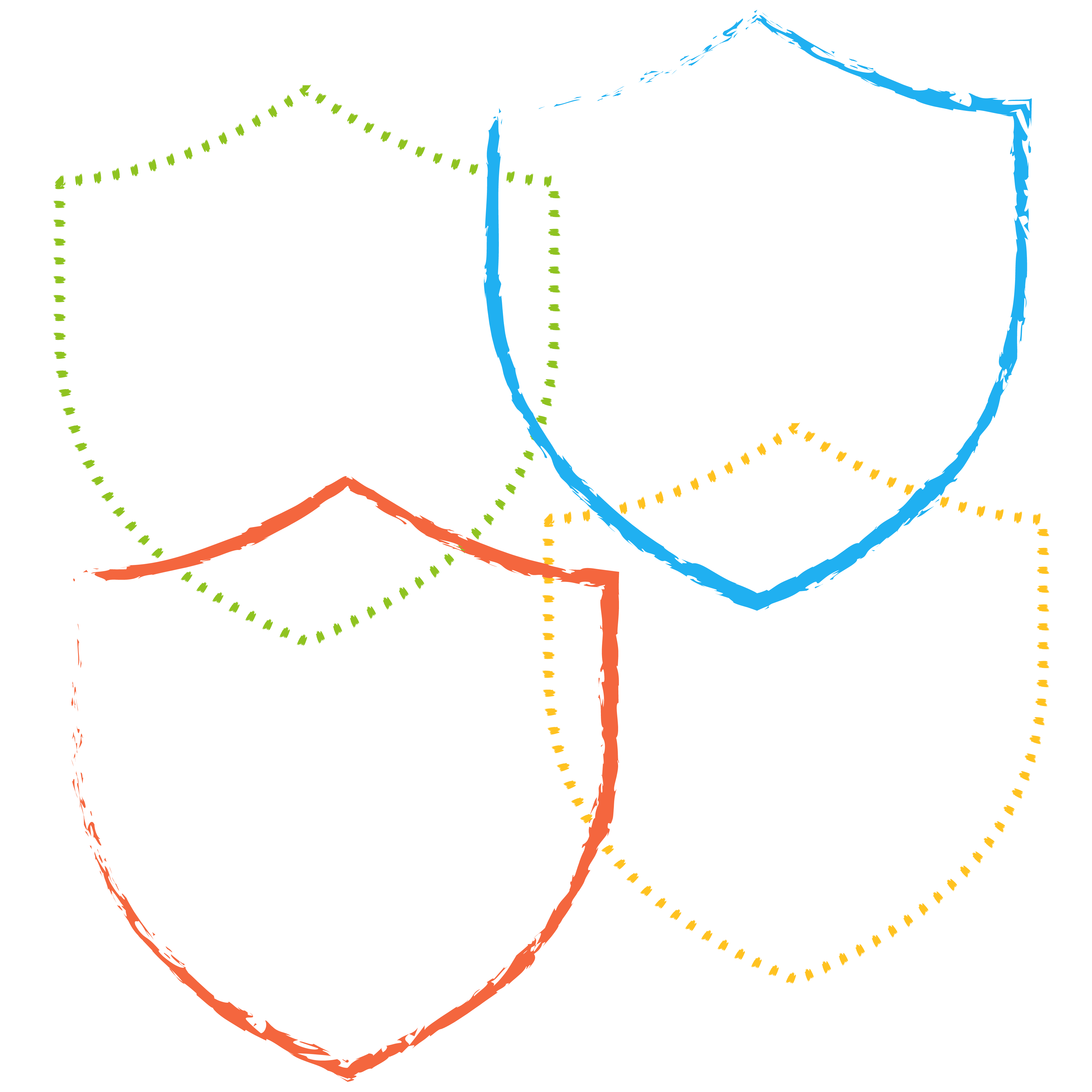 Abstract safety shields in Microsoft colors