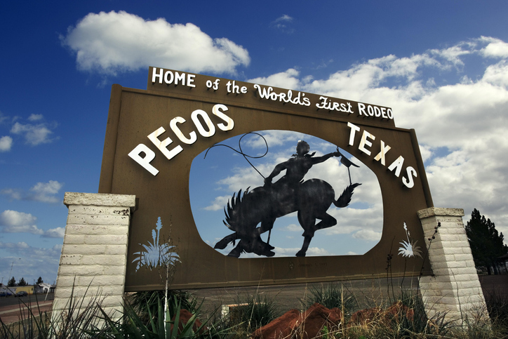 Skilt i Pecos, Texas